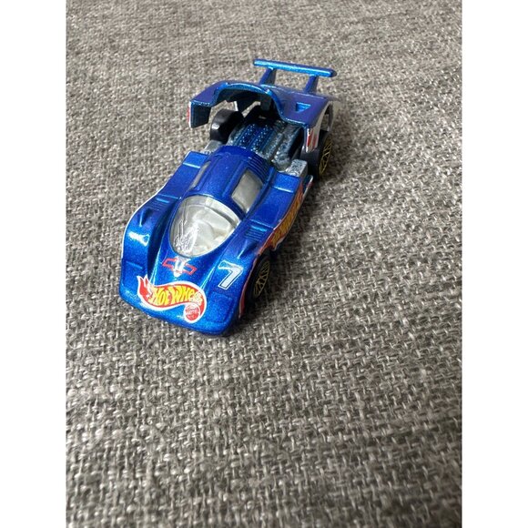 1983 Hot Wheels Blue Race Car With Flames & Spoiler Mattel Die Cast Toy Car - Picture 5 of 7